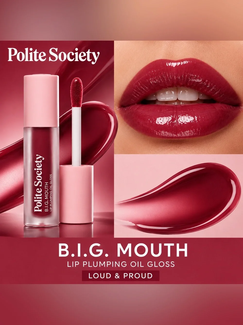 NEW✅ Polite Society •BIG Mouth Lip Plumping Oil Gloss •Loud & Proud • New in Box